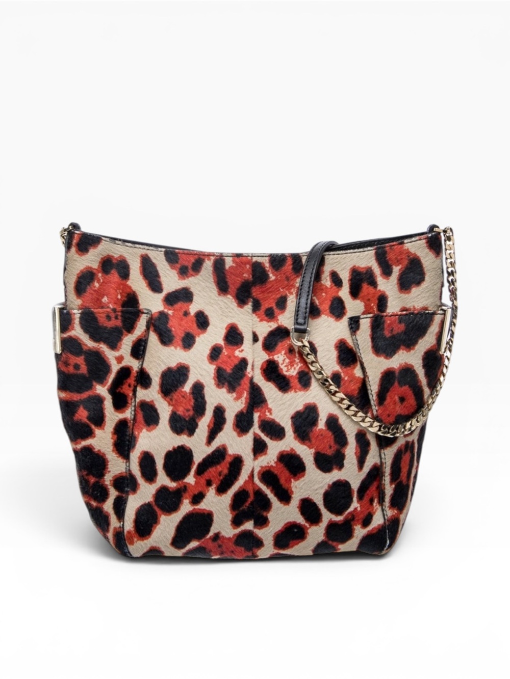 Jimmy Choo Pony Fur Leather Leopard Print Crossbody Bag - EUC